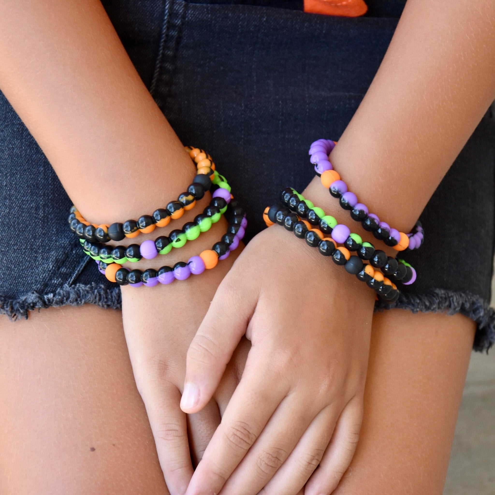 Halloween Beaded Bubble Bracelets - 6 Pack - FROG SAC