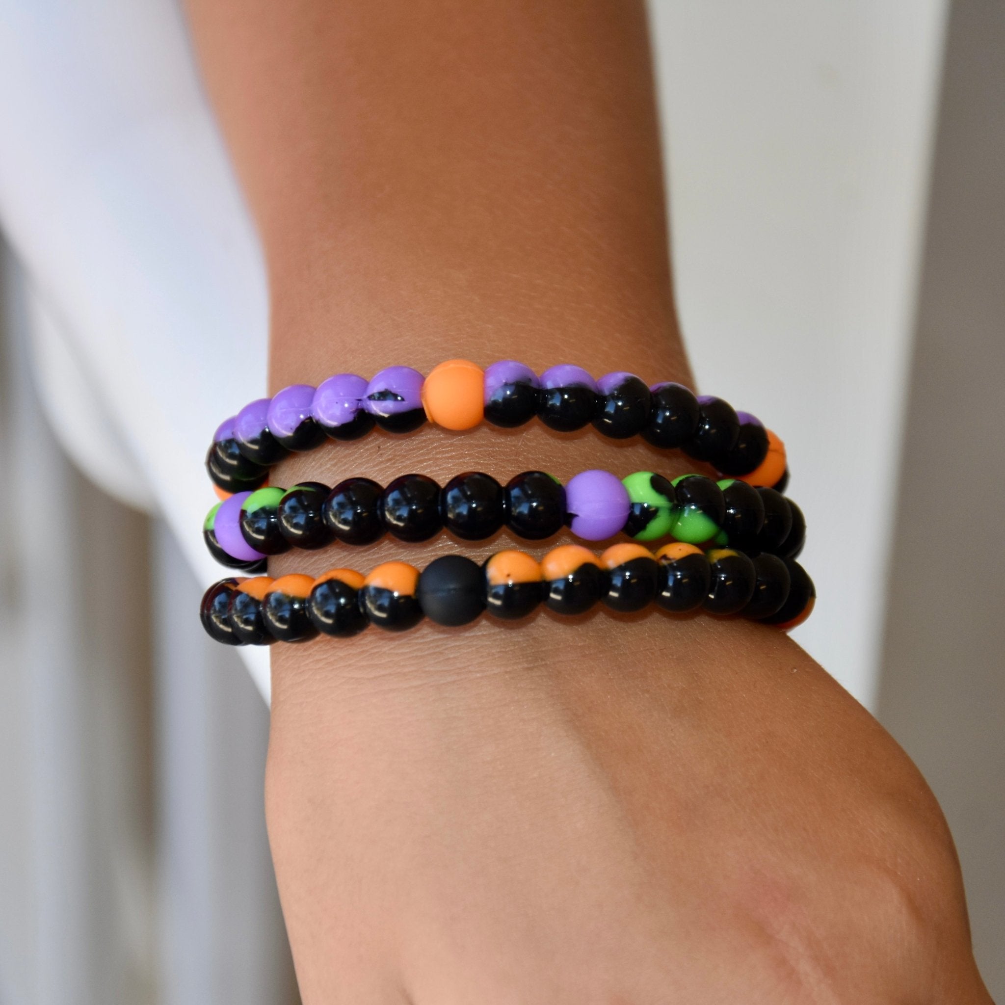 Halloween Beaded Bubble Bracelets - 6 Pack - FROG SAC