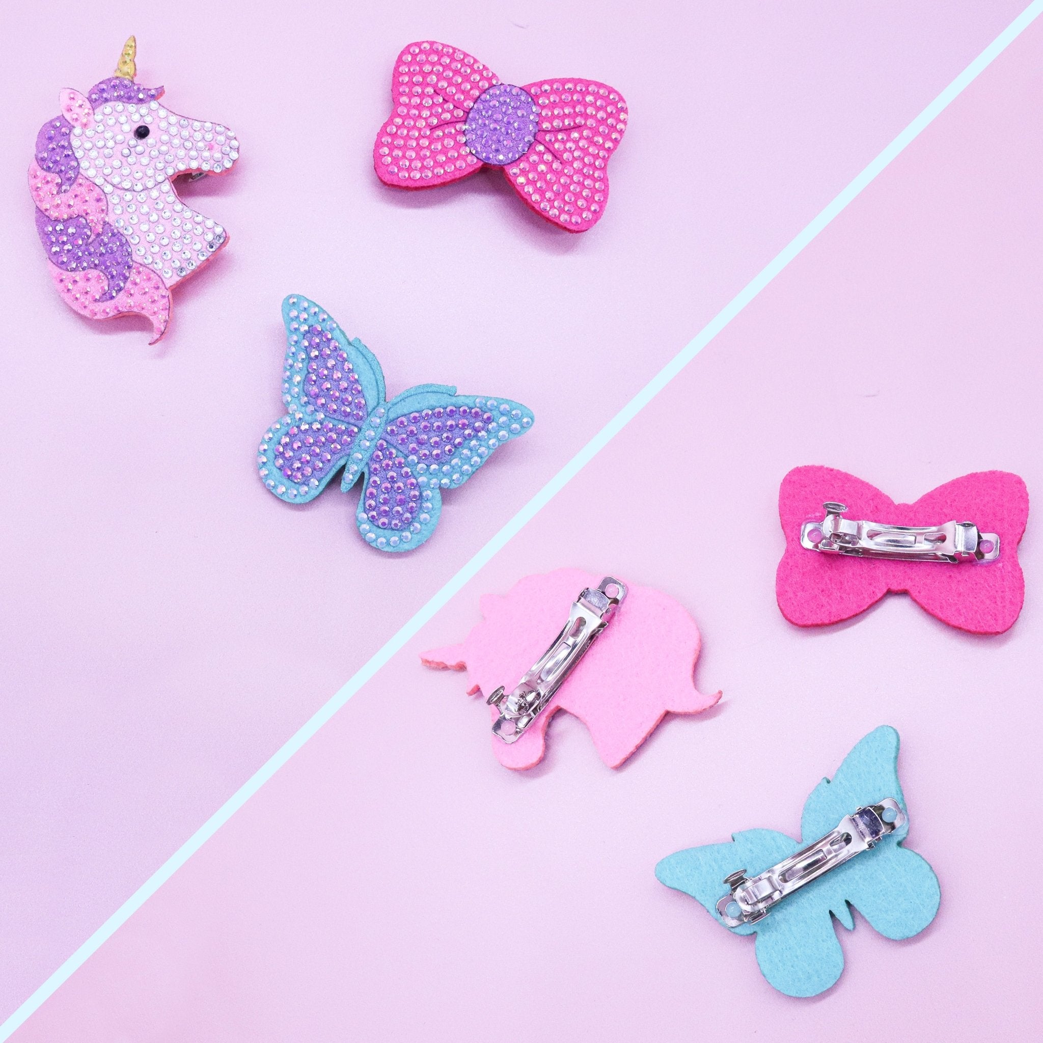 Interchangeable Rhinestone Charm Headband and Hair Clips - FROG SAC