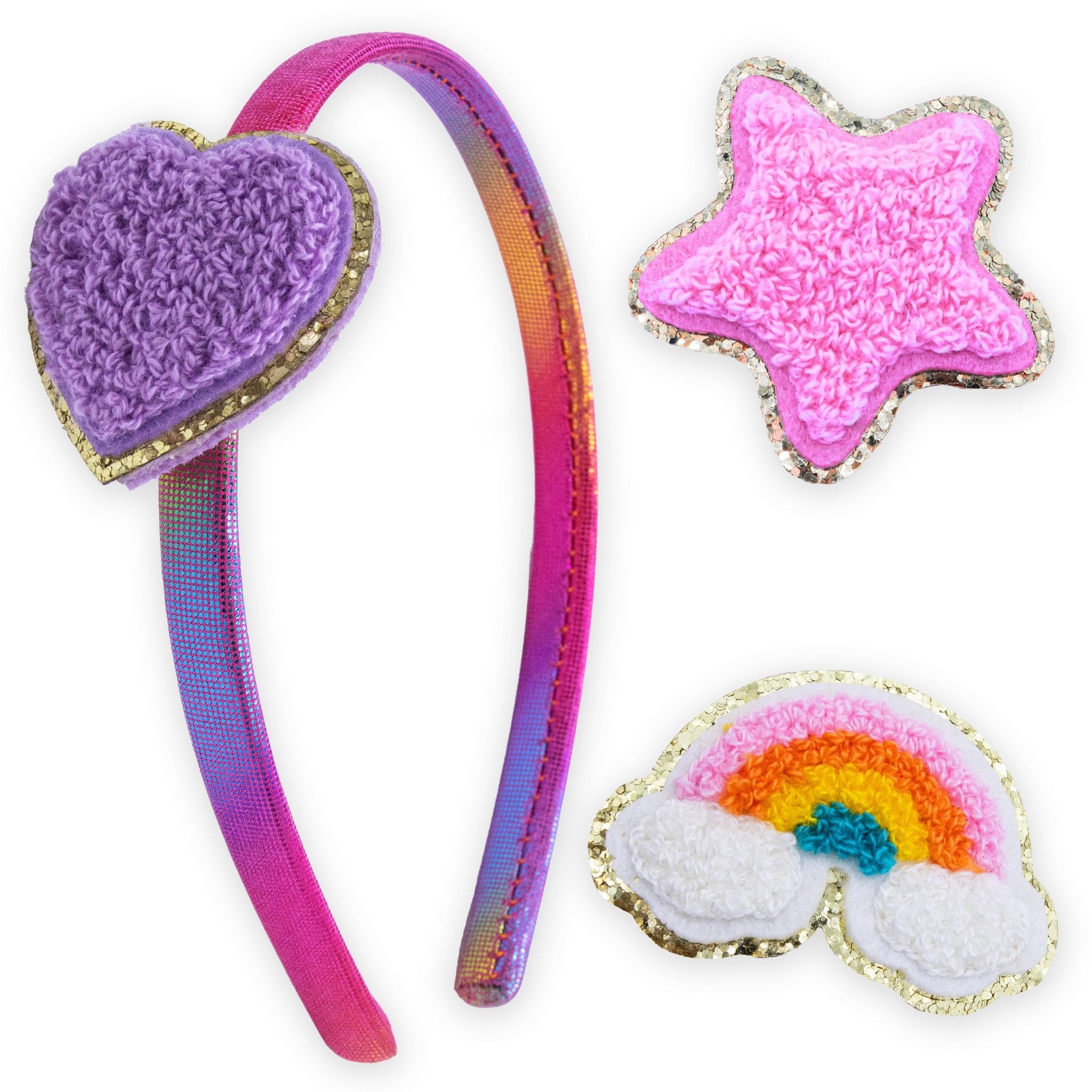 Interchangeable Rhinestone Charm Headband and Hair Clips - FROG SAC