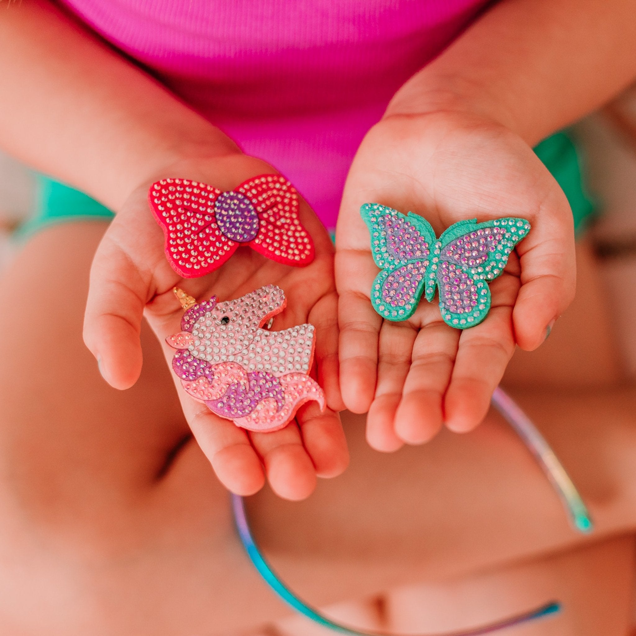 Interchangeable Rhinestone Charm Headband and Hair Clips - FROG SAC