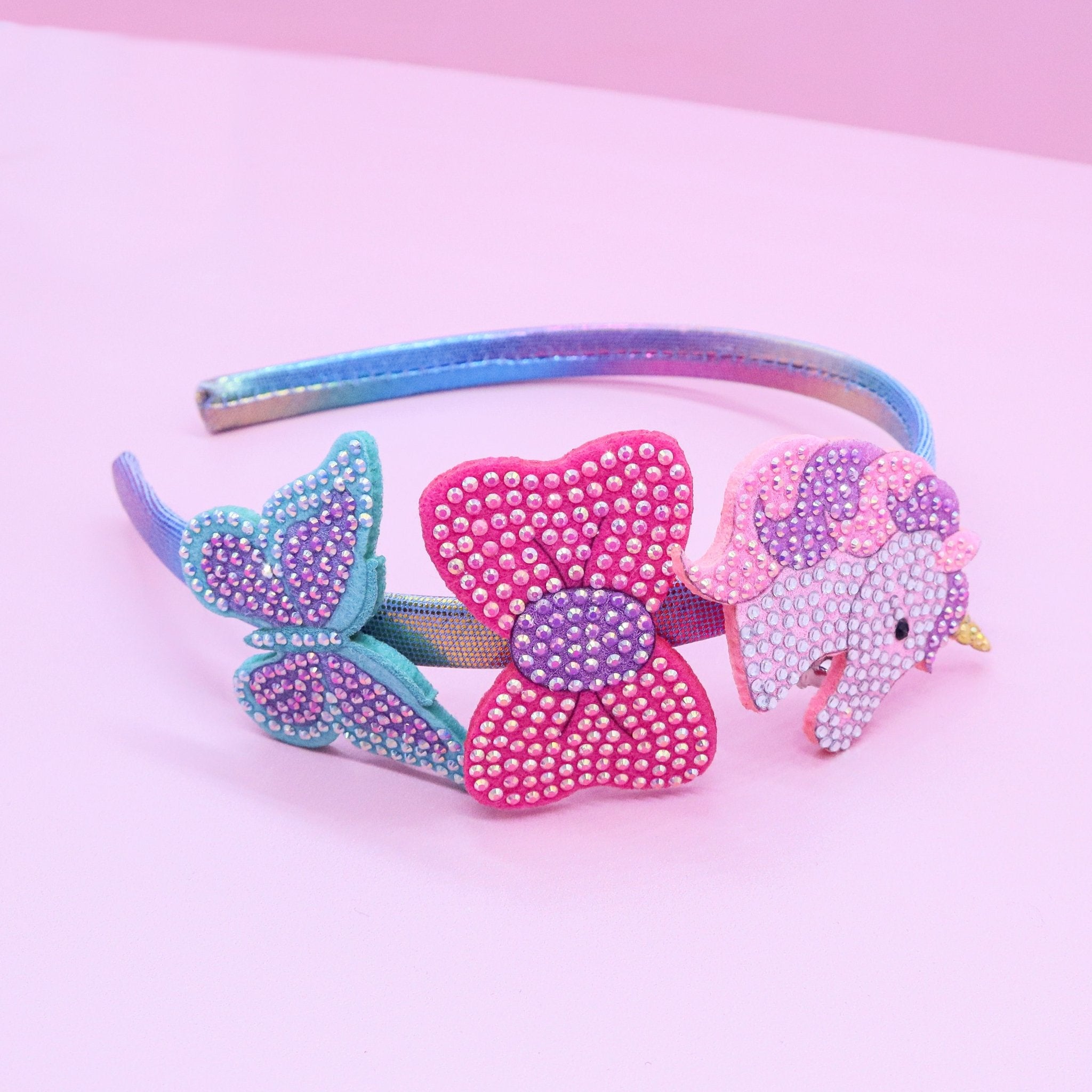 Interchangeable Rhinestone Charm Headband and Hair Clips - FROG SAC