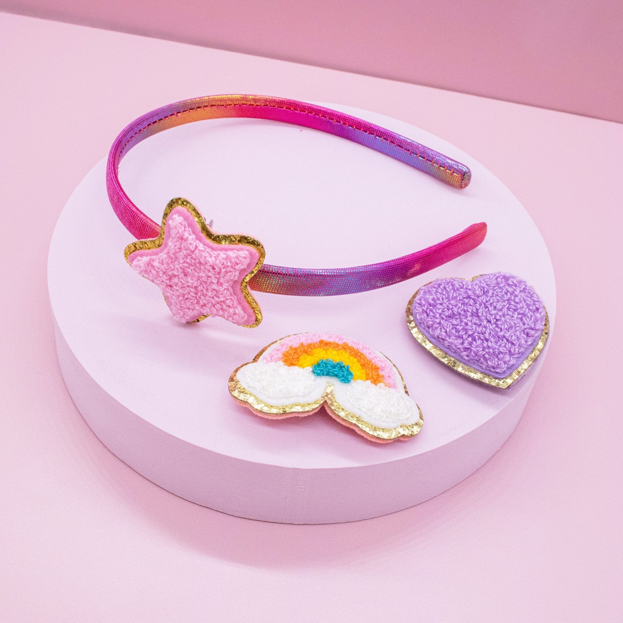 Interchangeable Rhinestone Charm Headband and Hair Clips - FROG SAC