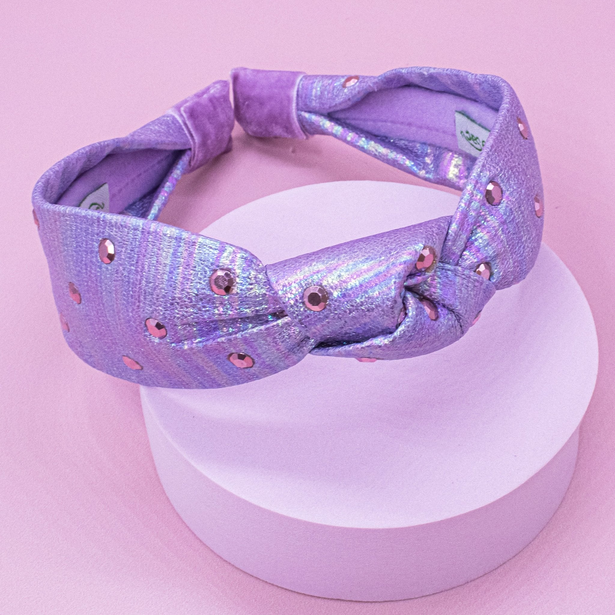 Iridescent Rhinestone Studded Knot Headband - FROG SAC