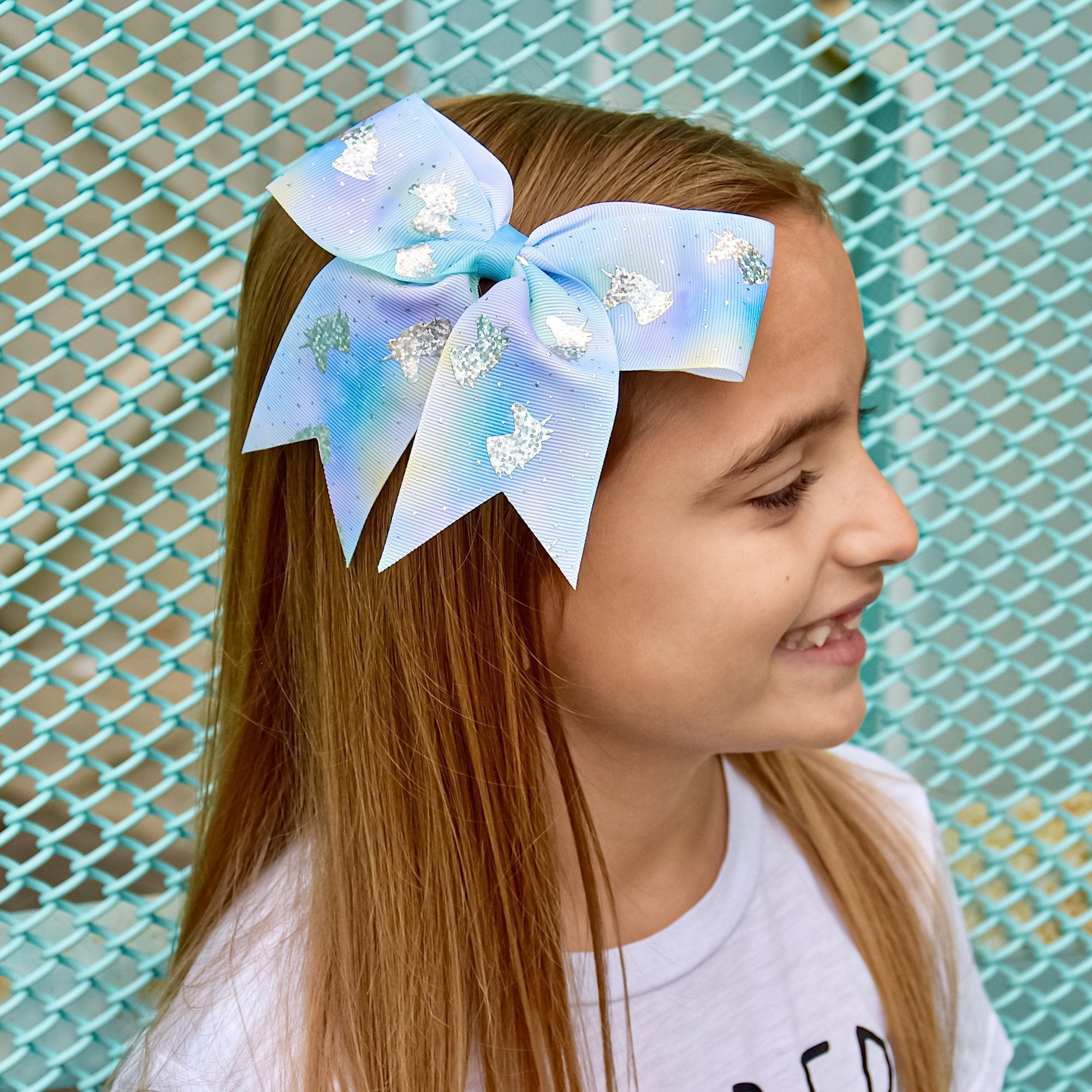 Large Unicorn Glitter Bow - FROG SAC
