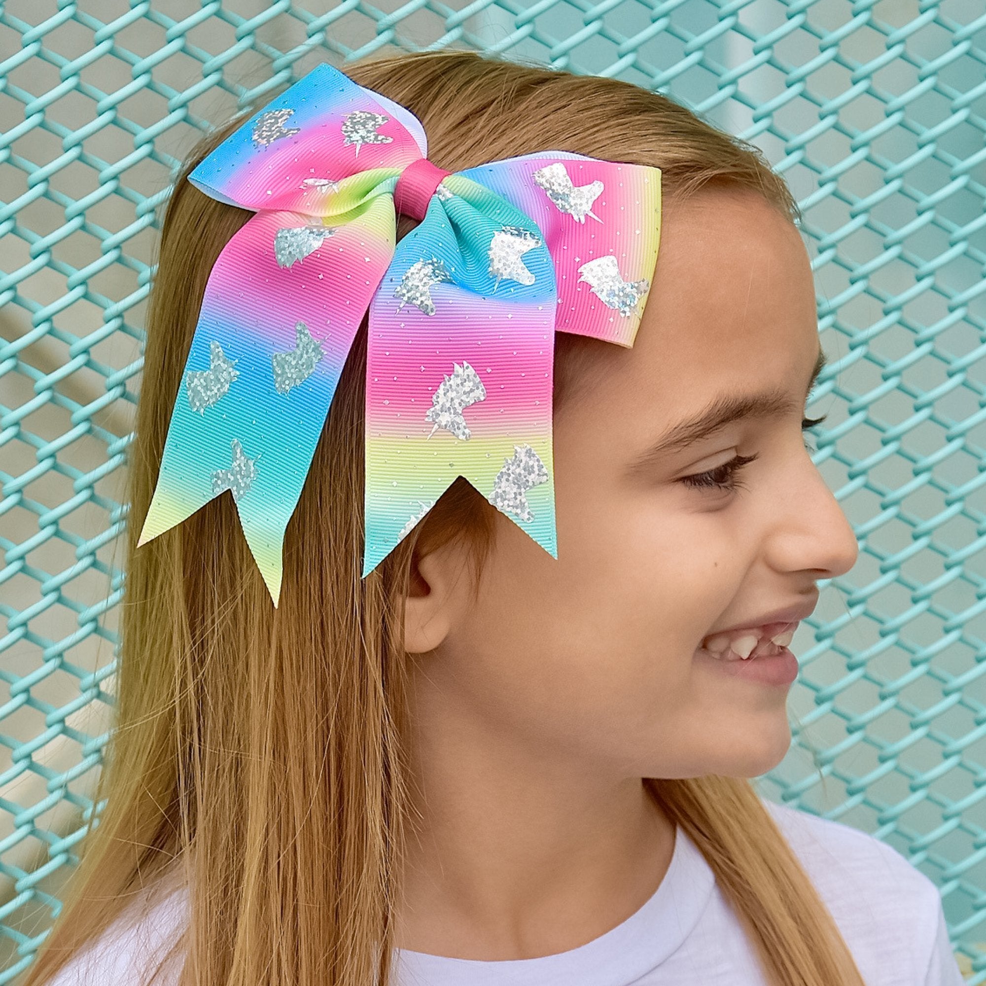 Large Unicorn Glitter Bow - FROG SAC