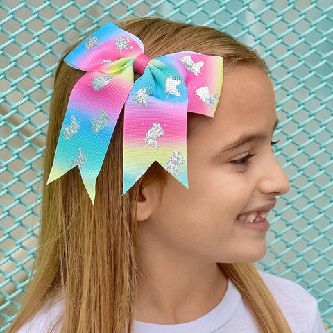 Large Unicorn Glitter Bows - 6 Pack - FROG SAC