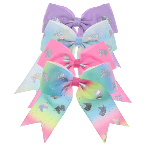 Large Unicorn Glitter Bows - 6 Pack - FROG SAC