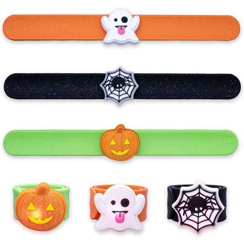 Light Up LED Halloween Slap Bracelets - 3 Pack - FROG SAC