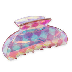 Medium Iridescent Checkered Hair Claw - Black - FROG SAC
