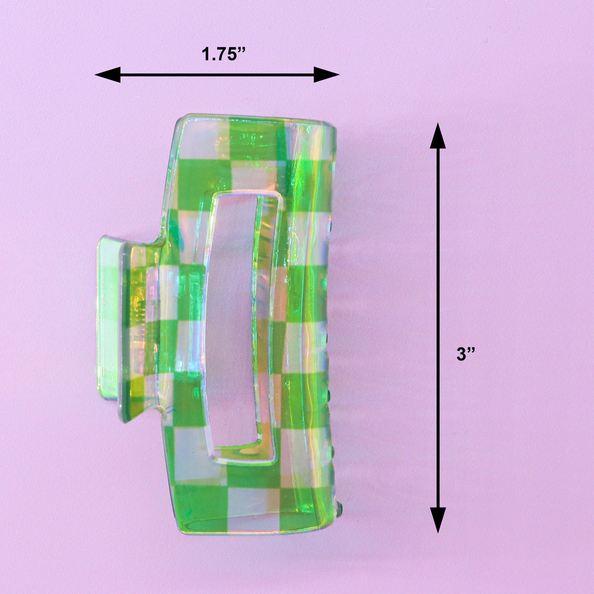 Medium Iridescent Checkered Hair Claw Clip - FROG SAC