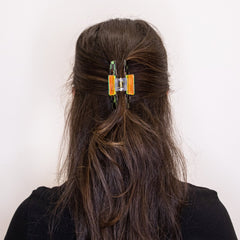 Medium Iridescent Checkered Hair Claw Clip - FROG SAC