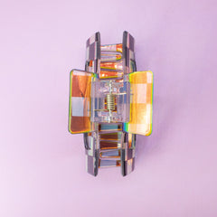 Medium Iridescent Checkered Hair Claw Clip - FROG SAC