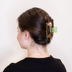 Medium Iridescent Checkered Hair Claw Clip - FROG SAC
