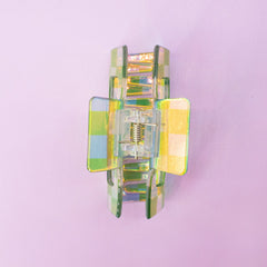 Medium Iridescent Checkered Hair Claw Clip - FROG SAC