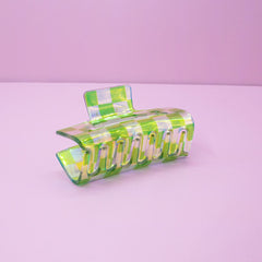 Medium Iridescent Checkered Hair Claw Clip - FROG SAC