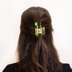 Medium Iridescent Checkered Hair Claw Clip - FROG SAC