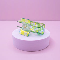 Medium Iridescent Checkered Hair Claw Clip - FROG SAC