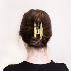 Medium Round Iridescent Checkered Hair Claw Clip - FROG SAC