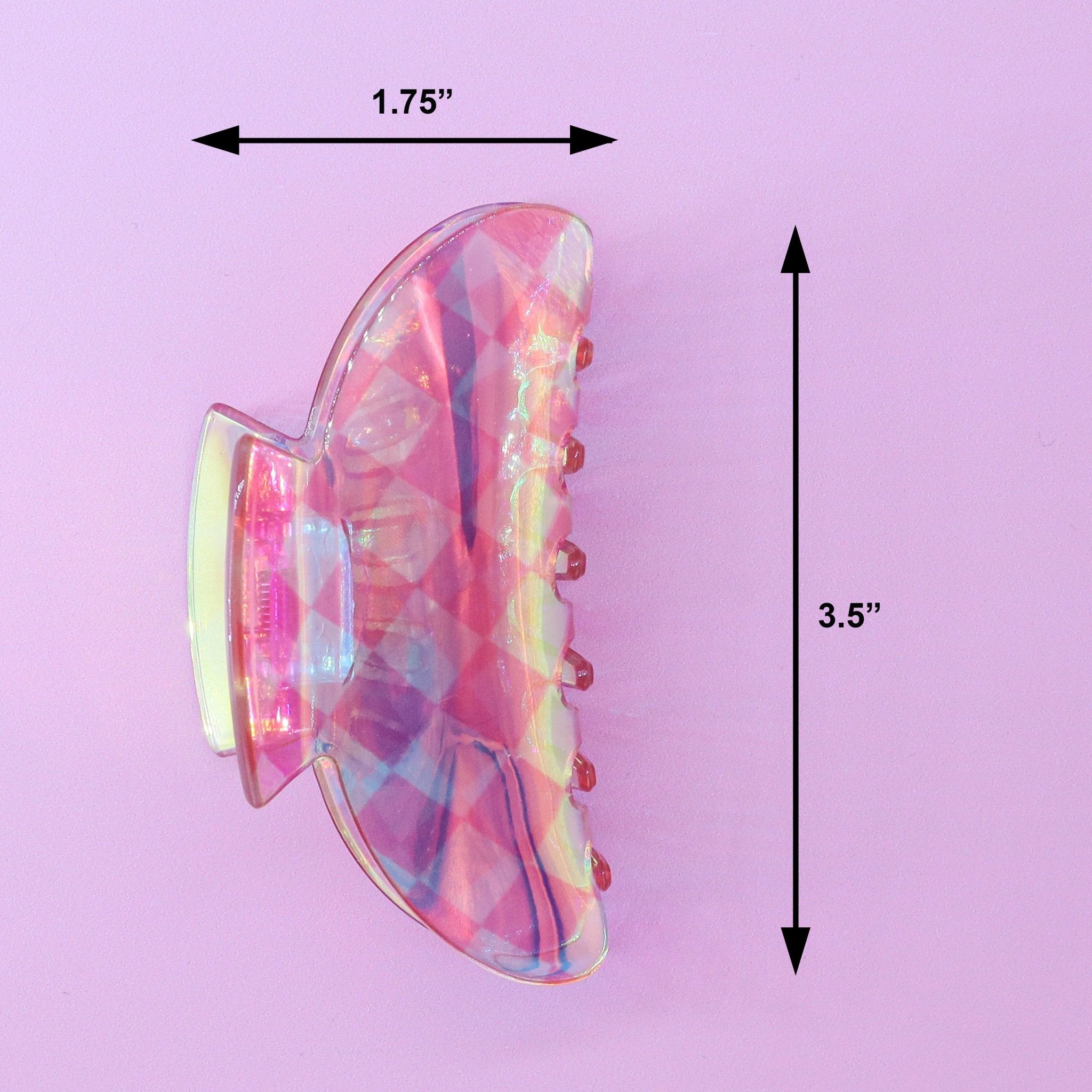Medium Round Iridescent Checkered Hair Claw Clip - FROG SAC