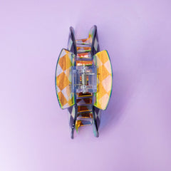 Medium Round Iridescent Checkered Hair Claw Clip - FROG SAC