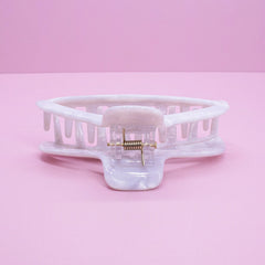 Medium Round Tortoise Shell Hair Claw Clip - White - FROG SAC