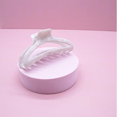 Medium Round Tortoise Shell Hair Claw Clip - White - FROG SAC