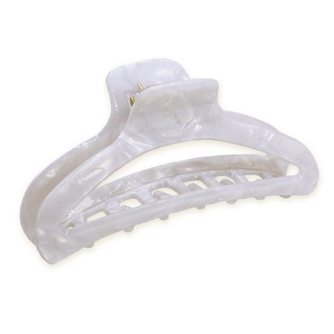 Medium Round Tortoise Shell Hair Claw - White - FROG SAC