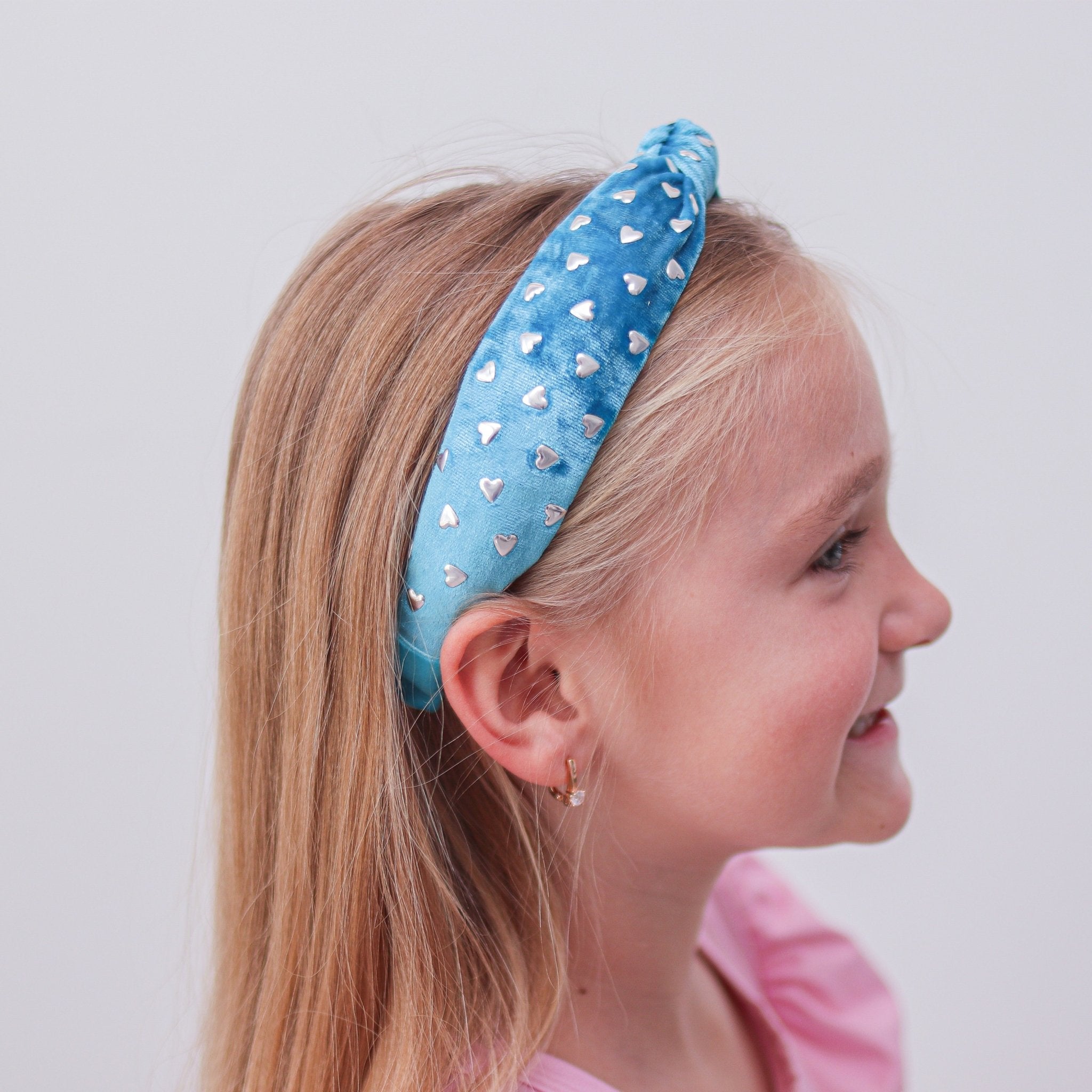 Metal Heart Studded Velvet Knot Headband - FROG SAC