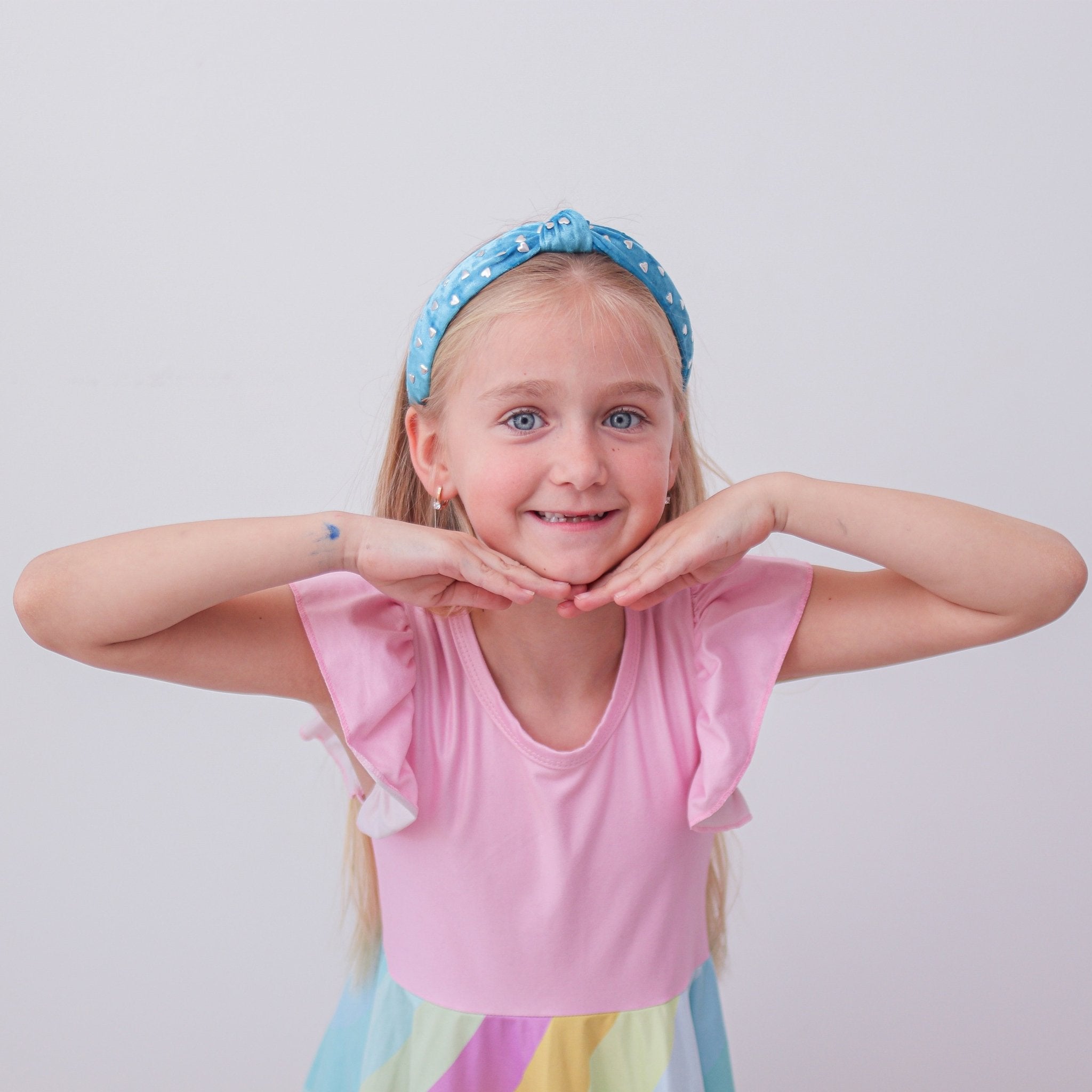 Metal Heart Studded Velvet Knot Headband - FROG SAC