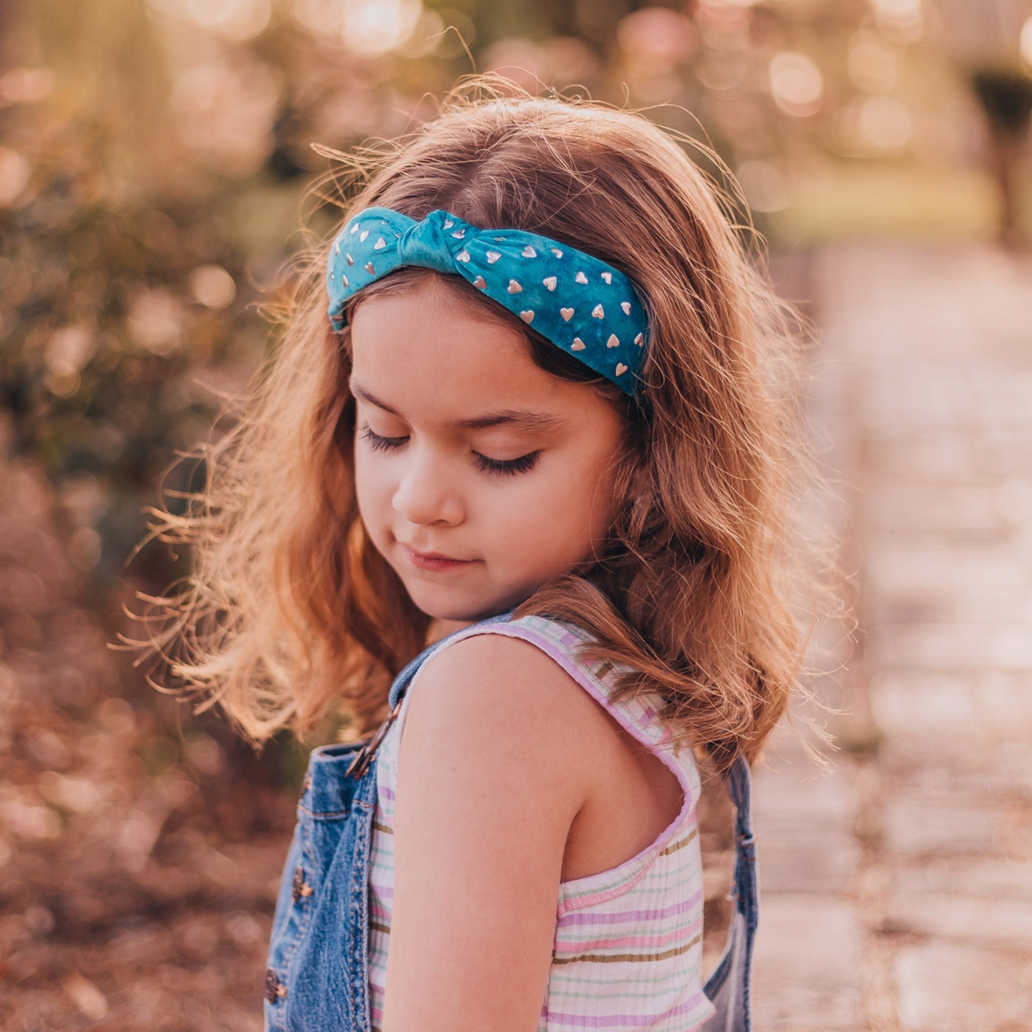 Metal Heart Studded Velvet Knot Headband - FROG SAC