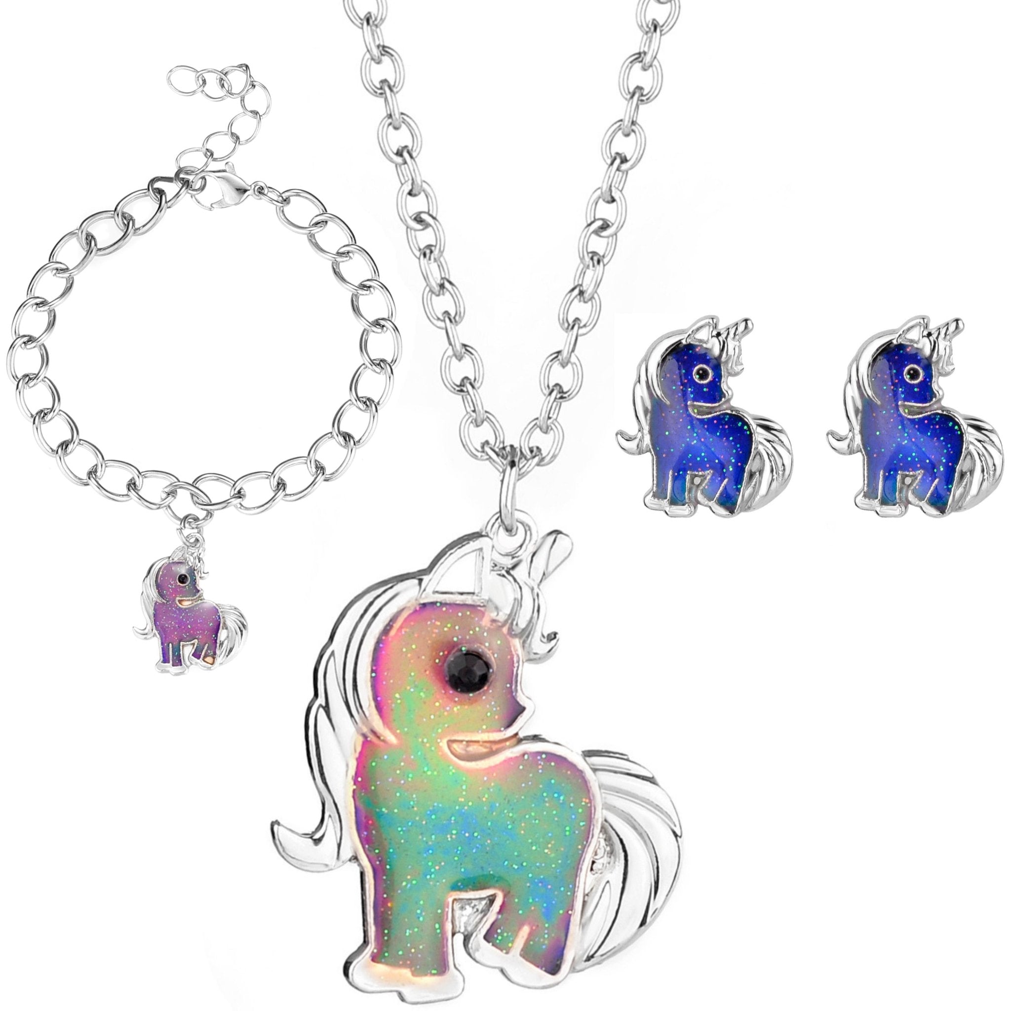 Mood Necklace, Charm Bracelet & Earring Studs Jewelry Set - FROG SAC