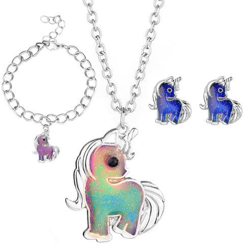 Mood Necklace, Charm Bracelet & Earring Studs Jewelry Set - FROG SAC