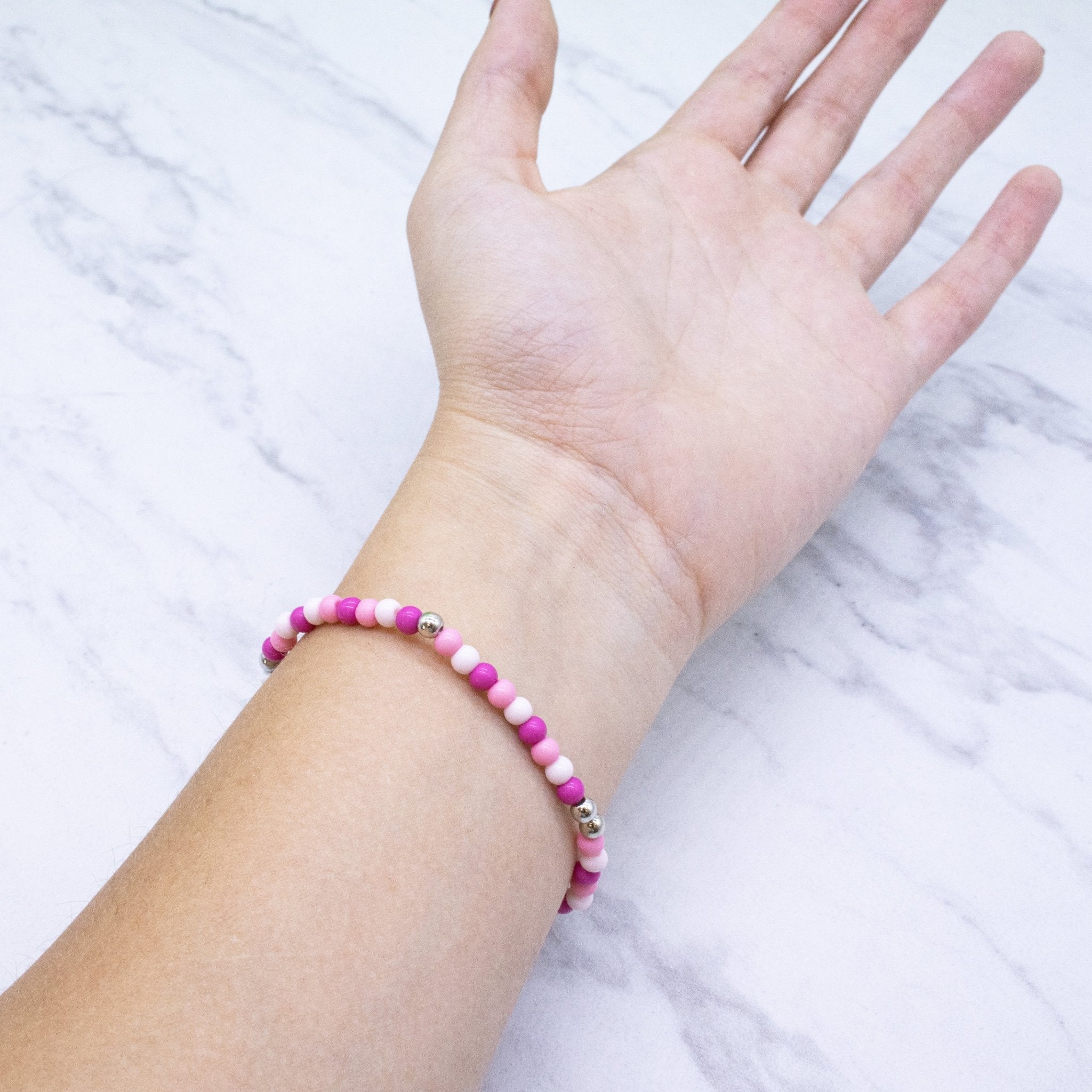 Pink Beaded Affirmation Word Bracelet - LOVE - FROG SAC