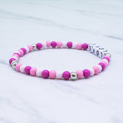 Pink Beaded Affirmation Word Bracelet - LOVE - FROG SAC