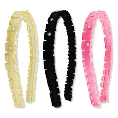Pleated Rhinestone Headbands - 3 Pack - FROG SAC