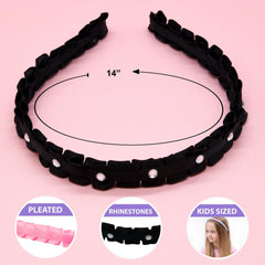 Pleated Rhinestone Headbands - 3 Pack - FROG SAC