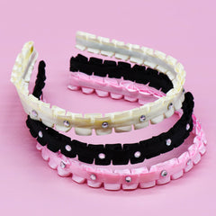 Pleated Rhinestone Headbands - 3 Pack - FROG SAC