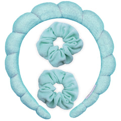 Puffy Spiral Terry Cloth Padded Spa Headband and Scrunchie Wristbands - FROG SAC