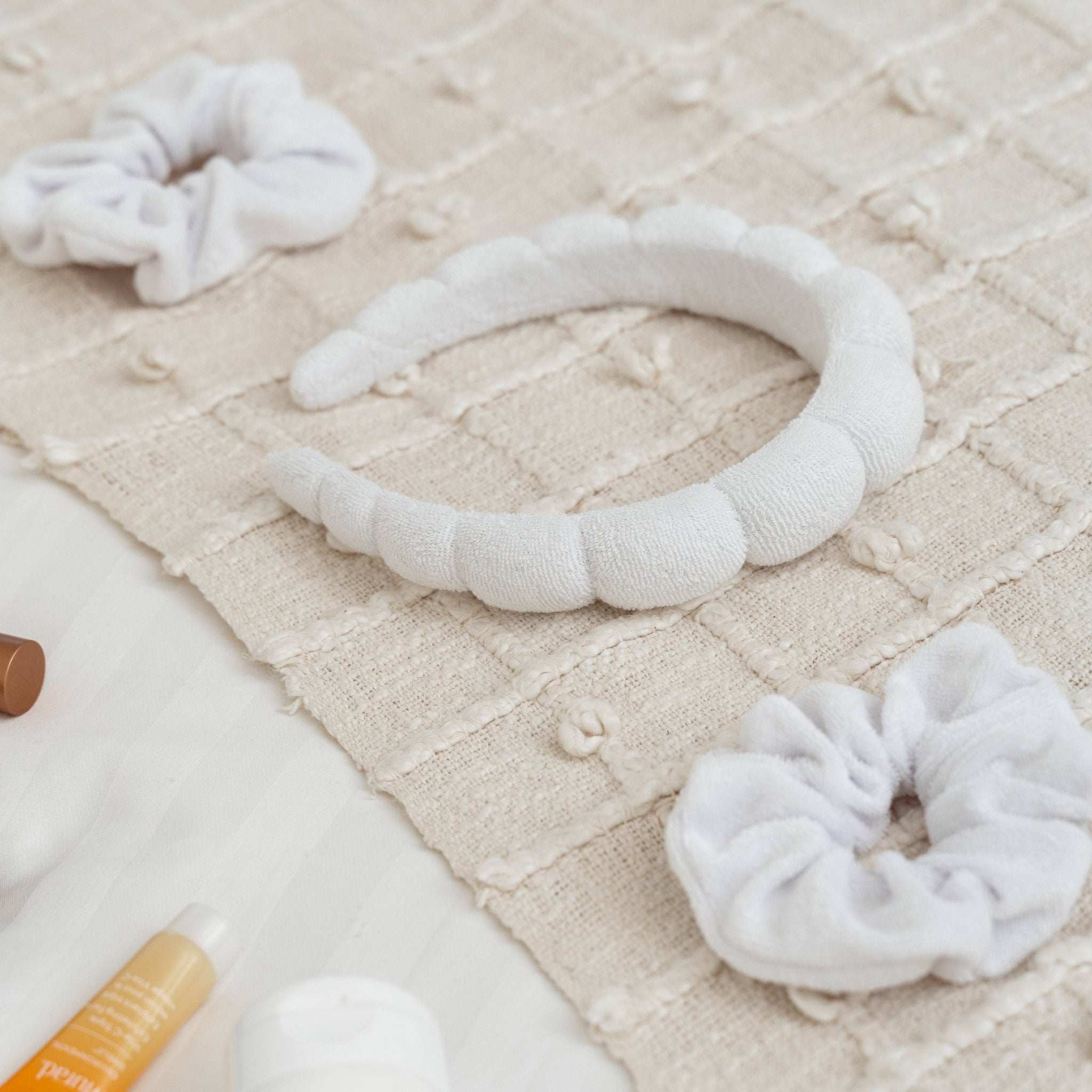 Puffy Spiral Terry Cloth Padded Spa Headband and Scrunchie Wristbands - FROG SAC
