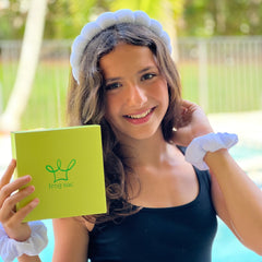 Puffy Spiral Terry Cloth Padded Spa Headband and Scrunchie Wristbands - FROG SAC