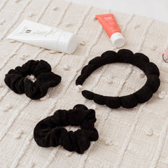 Puffy Spiral Terry Cloth Padded Spa Headband and Scrunchie Wristbands - FROG SAC