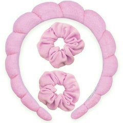 Puffy Spiral Terry Cloth Padded Spa Headband and Scrunchie Wristbands - FROG SAC