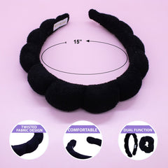 Puffy Spiral Terry Cloth Padded Spa Headband and Scrunchie Wristbands - FROG SAC