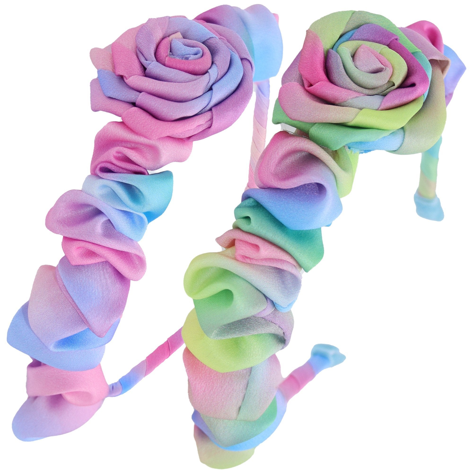 Satin Tie Dye Ruched Rosette Headbands - 2 Pack - FROG SAC