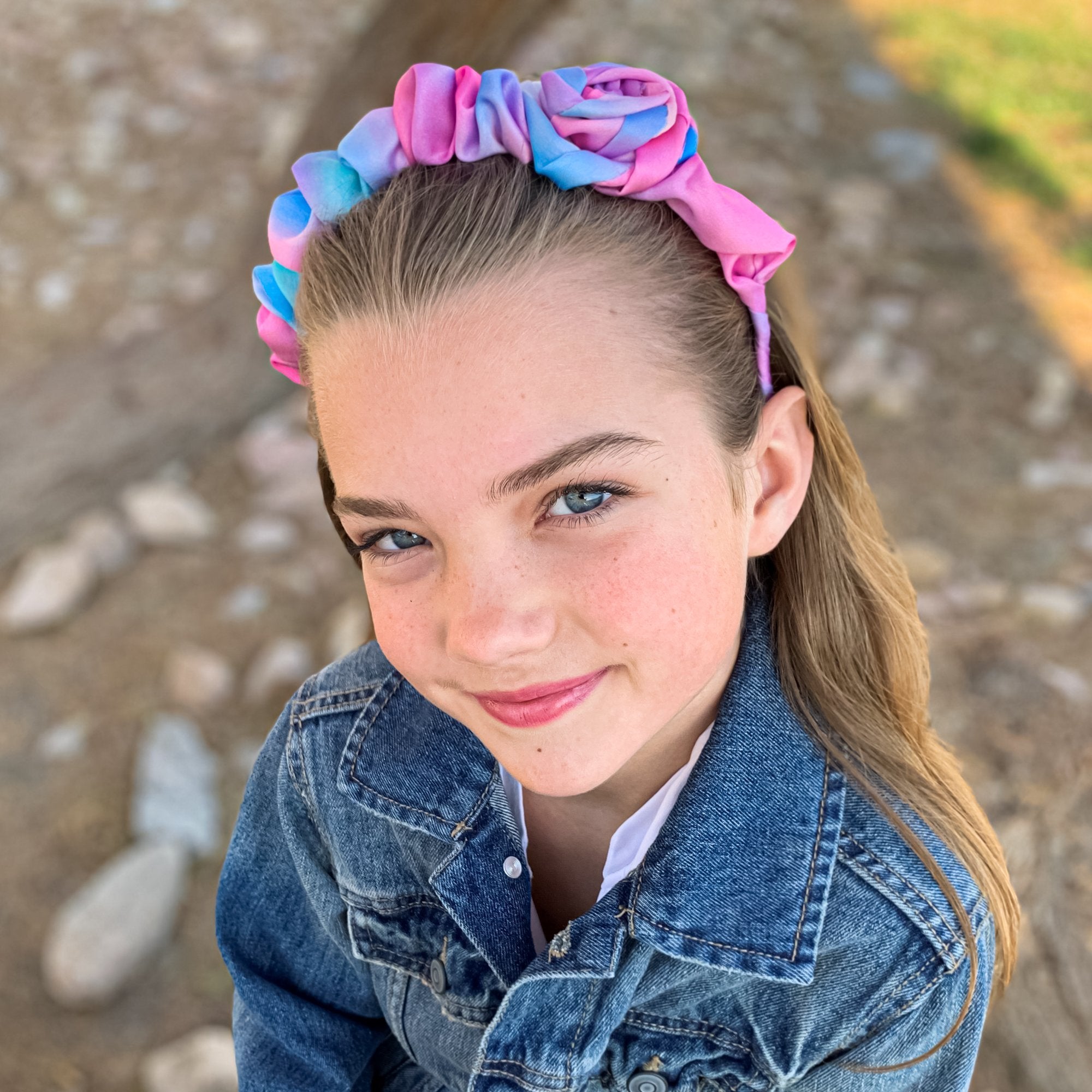 Satin Tie Dye Ruched Rosette Headbands - 2 Pack - FROG SAC