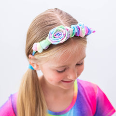 Satin Tie Dye Ruched Rosette Headbands - 2 Pack - FROG SAC