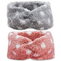 Sherpa Polka Dot Winter Headbands - 2 Pack - FROG SAC