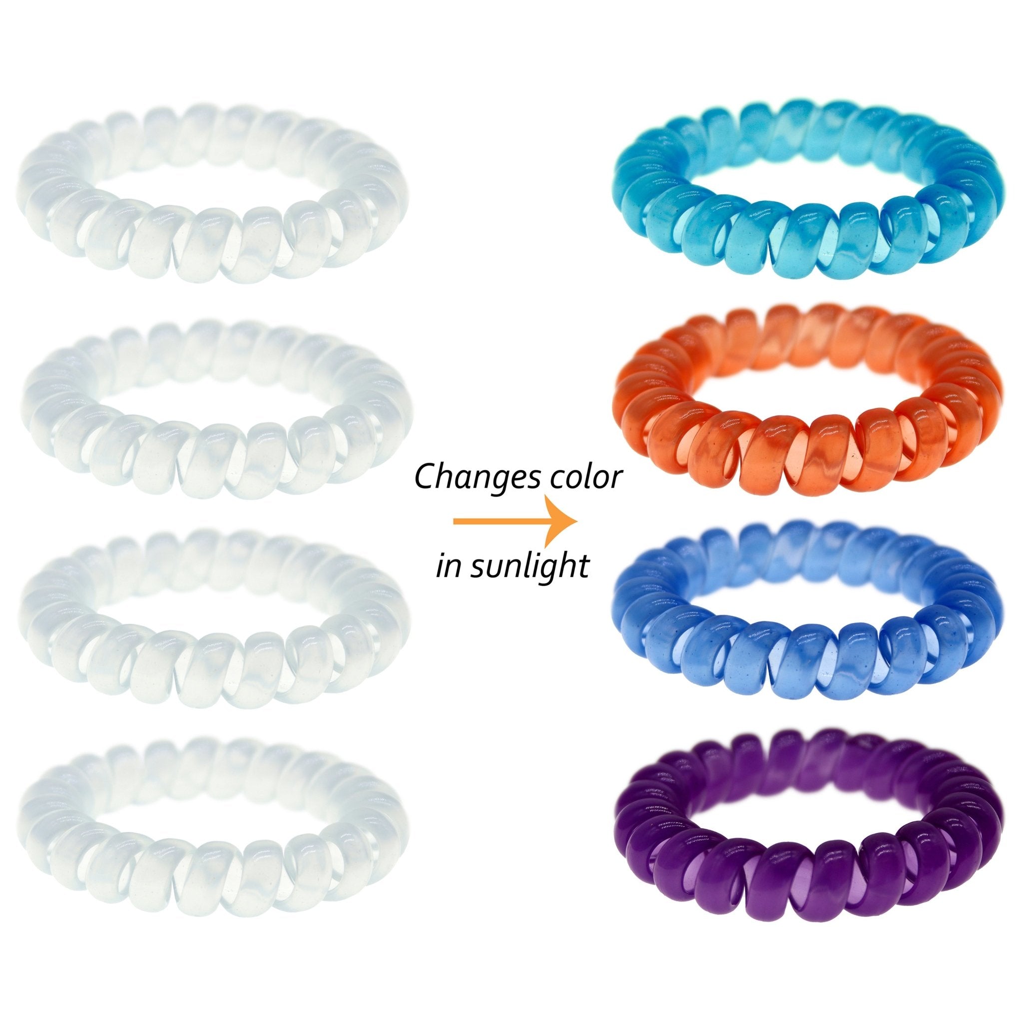 Solar Reactive Coil Hair Ties - 4 Pack - FROG SAC