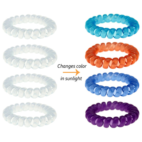 Solar Reactive Coil Hair Ties - 4 Pack - FROG SAC